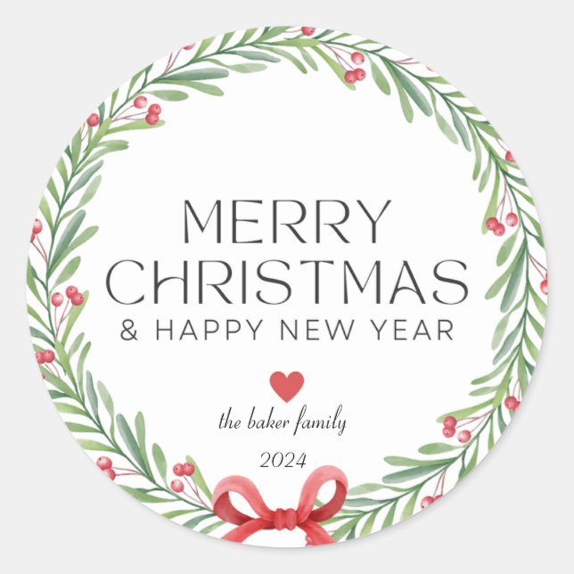 Modern Colorful Merry Christmas Classic Round Classic Round Sticker (Front)