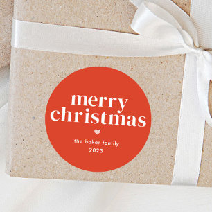 Modern Colorful Merry Christmas Classic Round Sticker