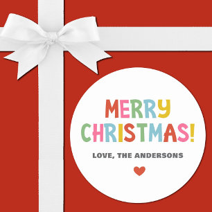 Modern Colorful Merry Christmas Classic Round Sticker