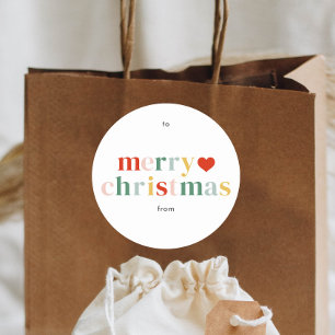 Modern Colorful Merry Christmas Classic Round Sticker