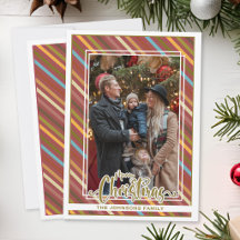 Modern Colorful Merry Christmas Family Photo