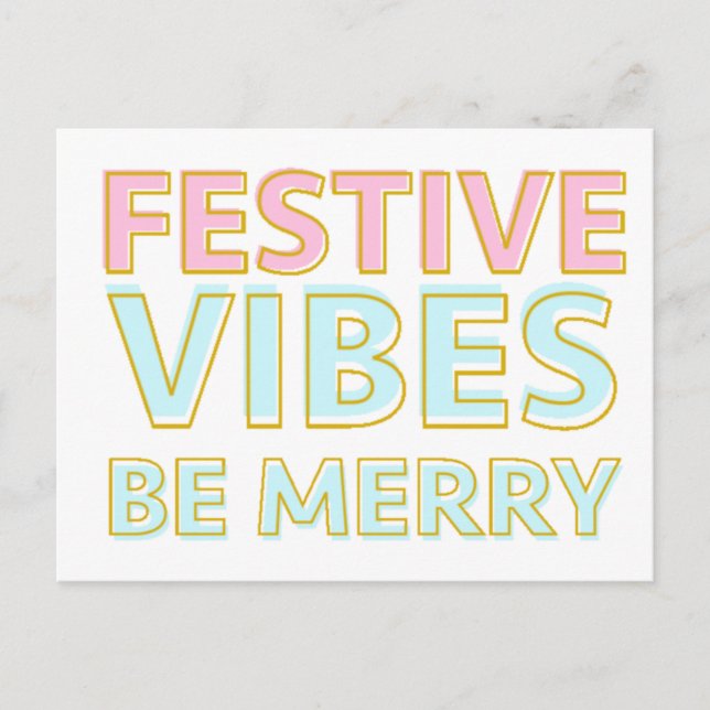 Modern Colorful Merry Christmas Festive Vibes Postcard (Front)