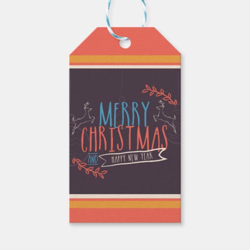 Modern Colorful Merry Christmas  Happy New Year Gift Tags