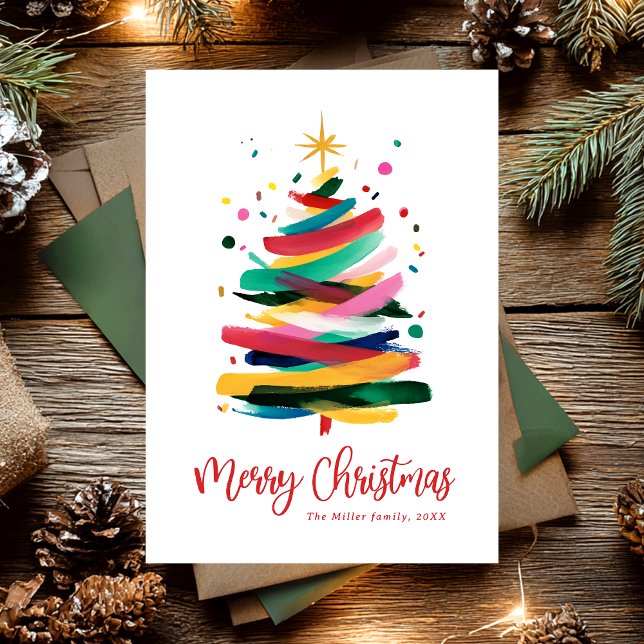 Modern Colorful Merry Christmas  Holiday Card (Creator Uploaded)