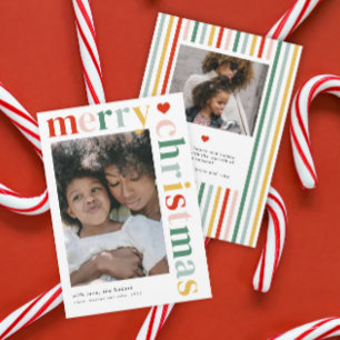 Modern Colorful Merry Christmas Photo Holiday Card