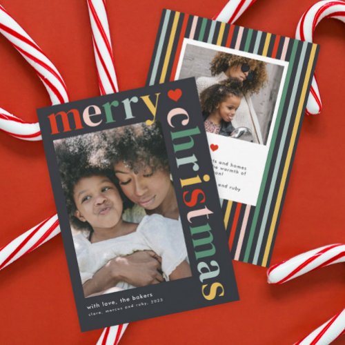 Modern Colorful Merry Christmas Photo Holiday Card
