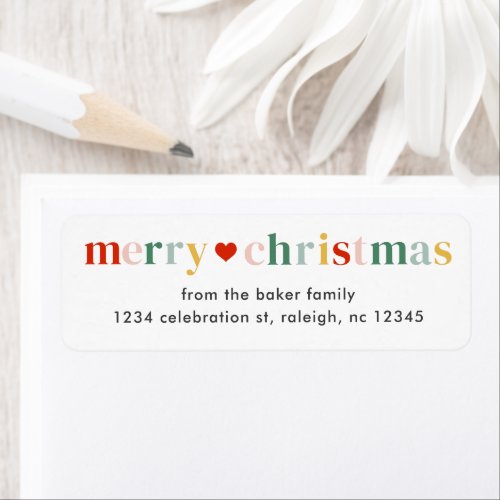 Modern Colorful Merry Christmas Return Address Label