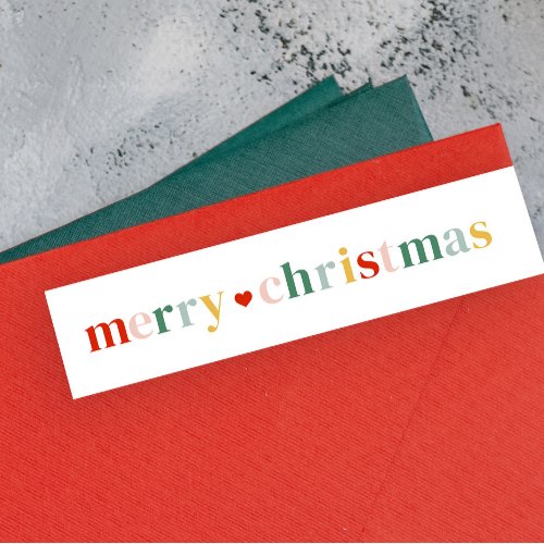 Modern Colorful Merry Christmas Return Address Wrap Around Label