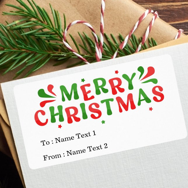 Modern Colorful Merry Christmas To From Label (Creator Uploaded)