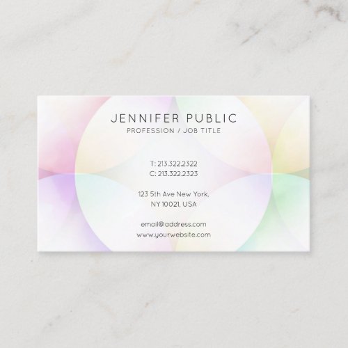Modern Colorful Minimalist Elegant Trendy Template Business Card