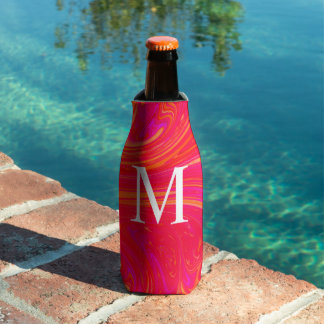 Modern colorful monogram initial bottle cooler