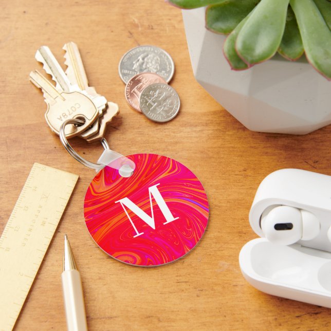 Modern colorful monogram initial keychain (Desk)