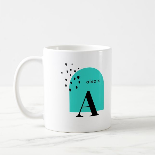 Modern Colorful Monogram with Arch and Dots Coffee Mug (Left)