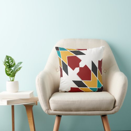 Modern colorful moroccan tiles throw pillow