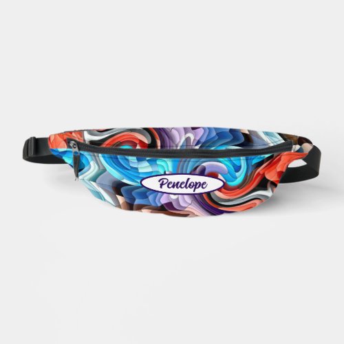 Modern Colorful Mosaic Abstract Pattern with Name Fanny Pack