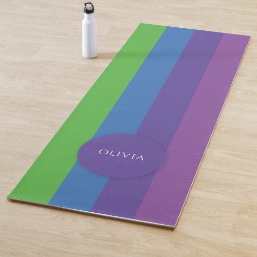 Modern Colorful Multicolor Personalized Name Yoga Mat