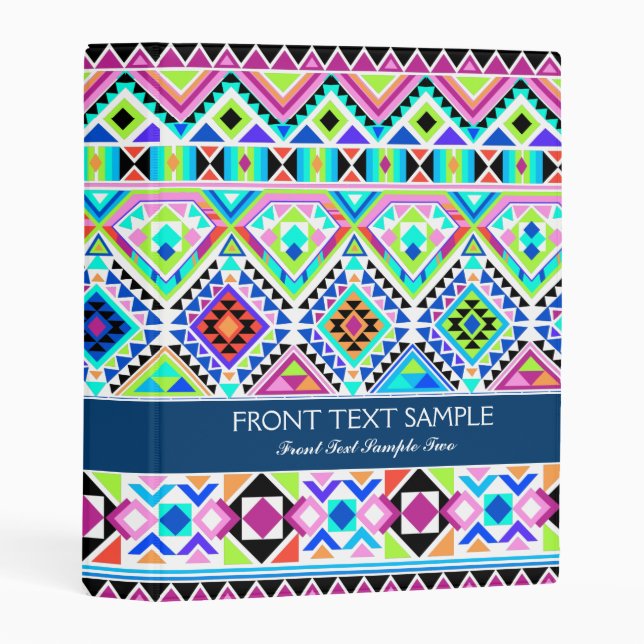 Modern Colorful Native Aztec Tribal Mini Binder (Front/Spine)