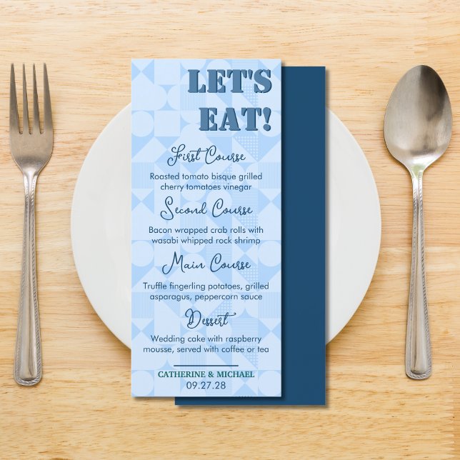 Modern Colorful Navy Blue Geometric Wedding Menu (Creator Uploaded)