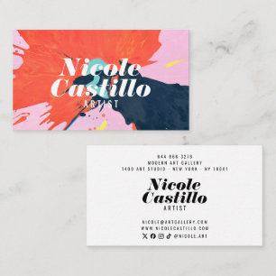Modern Colorful Paint Abstract Art Artist Brand Business Card