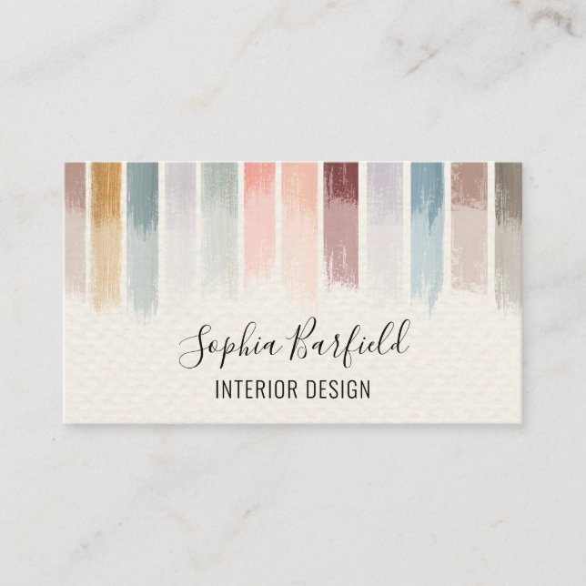 Modern Colorful Paint Interior Design Professional Business Card (Front)