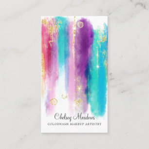 Modern Colorful Painted Brushstrokes Glitter Business Card