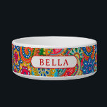 Modern Colorful Paisley Floral Personalized Name Bowl<br><div class="desc">Colorful Modern Paisley Floral Personalized Name Dog Pet Bowl features a colorful paisley floral pattern in blue,  green,  yellow,  orange,  pink and red with your custom pet's name in the center. Designed by Evco Studio www.zazzle.com/store/evcostudio</div>