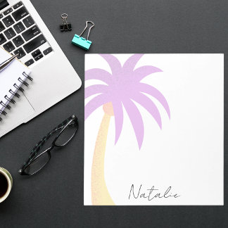 Modern Colorful Palm Tree Elegant Stylish Monogram Notepad