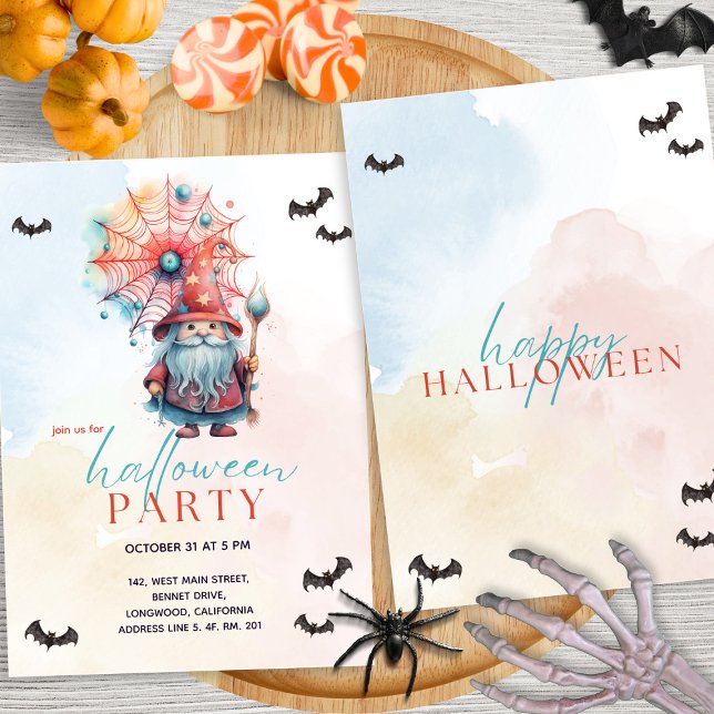 Modern Colorful Pastel Blue Wizard Halloween Party Invitation (Creator Uploaded)