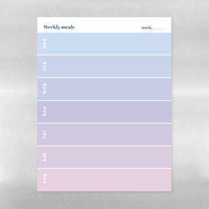 Modern colorful pastel Custom Weekly Meal planner Magnetic Dry Erase Sheet