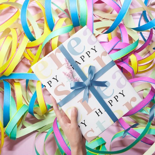 Modern Colorful Pastel Happy Easter Wrapping Paper