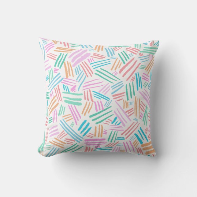 Modern Colorful Pastel Lines Pattern Throw Pillow (Front)