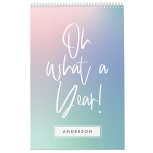 Modern colorful pastel rainbow photo calendar