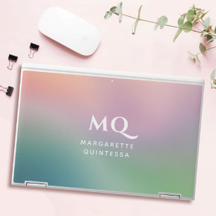 Modern Colorful Pastel Simple Monogrammed Initials HP Laptop Skin