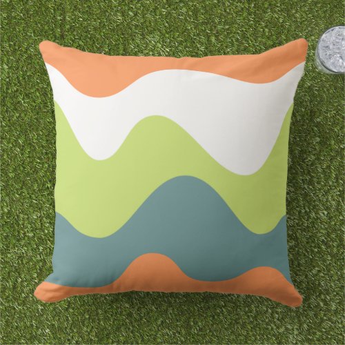 Modern colorful pastel waves summer abstracts blue outdoor pillow