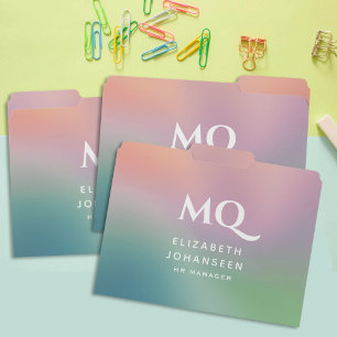 Modern Colorful Pastel White Monogrammed Initials File Folder