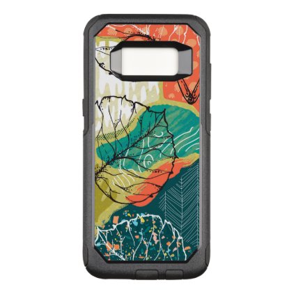 Modern Colorful Patchwork &amp; Leafs Collage OtterBox Commuter Samsung Galaxy S8 Case