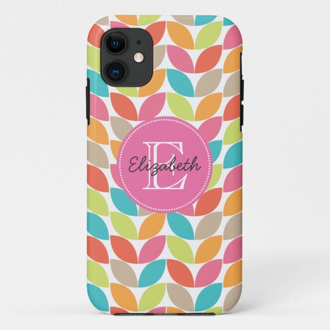 Modern Colorful Pattern Monogrammed Case-Mate iPhone Case (Back)