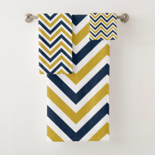 Modern Colorful Pattern Mustard Yellow And Blue Bath Towel Set