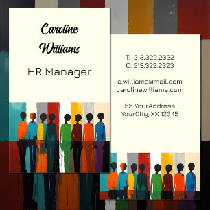 Modern Colorful people silhouettes soft yellow Business Card