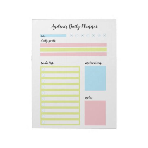 Modern Colorful Personalized Daily Planner Notepad