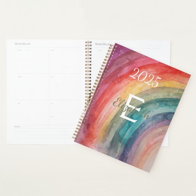 Modern Colorful Personalized Rainbow  Planner (Display)
