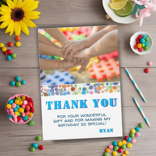Modern Colorful Photo Birthday Thank You Card