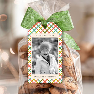 Modern Colorful Photo Christmas Holiday Gift Tags