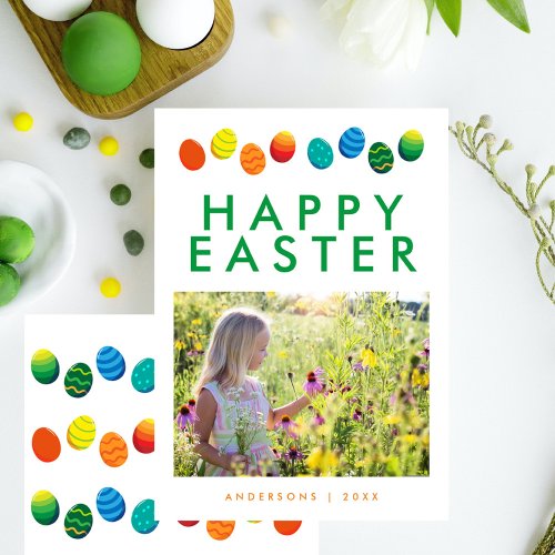 Modern Colorful Photo Easter Greetings Holiday Card