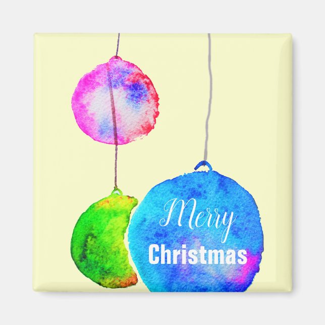 Modern colorful pink and blue Christmas Magnet (Front)