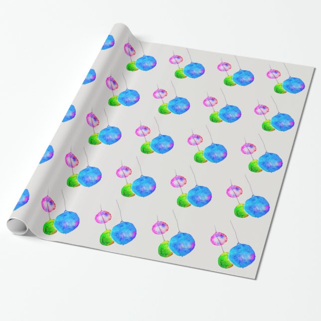 Modern colorful pink and blue Christmas Wrapping Paper (Unrolled)