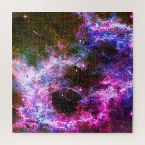 Modern colorful pink blue galaxy nebula jigsaw puzzle