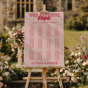 Modern Colorful Pink Bold Wedding Seating Charts Foam Board
