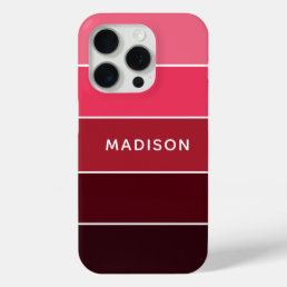 Modern Colorful Pink Colorblock Personalized Name iPhone 15 Pro Case