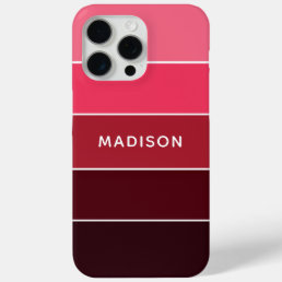 Modern Colorful Pink Colorblock Personalized Name iPhone 15 Pro Max Case